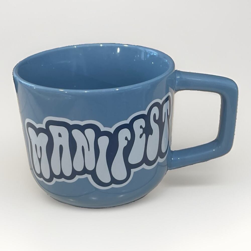 Thyme & Table Manifest Blue Mug 13.8 Oz Stoneware Coffee Tea Cup
